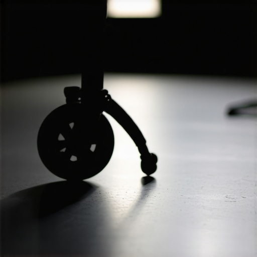 Close-up of a 4-inch rubberized tripod wheel on a studio floor.