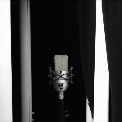 Inside the $100 DIY Vocal Booth A view of the interior of a DIY PVC vocal booth with heavy acoustic blankets and a microphone.