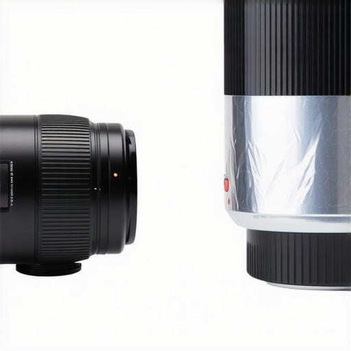 Lens Band vs Gaffer Tape Comparison A comparison showing a neat silicone lens band versus messy gaffer tape on professional camera lenses.