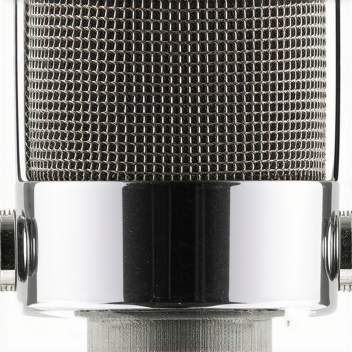 Close-up view of a metal microphone mesh showing the texture and weave.