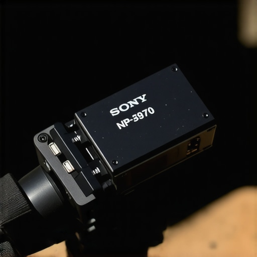 NP-F Battery Plate Real-World Testing A close-up of a field monitor powered by an NP-F battery plate during an outdoor shoot.