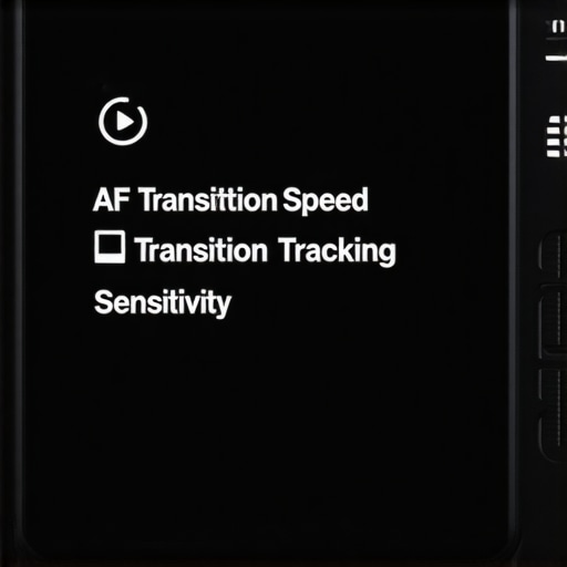 Navigating Advanced Camera AF Menus Close-up of a camera screen displaying AF transition speed and sensitivity settings.