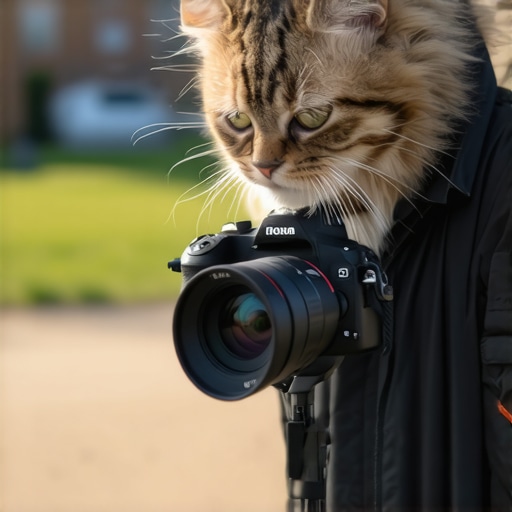 A shotgun microphone with a deadcat windscreen mounted on a camera for an outdoor shoot.
