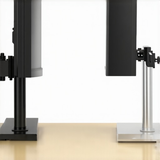 Pro Steel Rigs vs. Consumer Aluminum Mounts Close-up comparison of professional steel creator rigs versus standard consumer aluminum desk mounts.