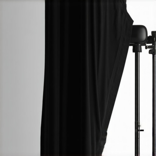 A black studio flag on a C-stand used for controlling light and creating shadows.