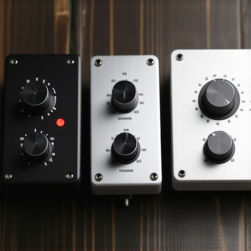 A detailed side-by-side comparison of different studio audio interfaces on a desk setup.