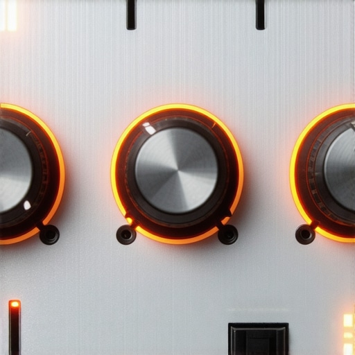 A close-up view of the brushed metal front panel and gain knobs of a professional audio interface.