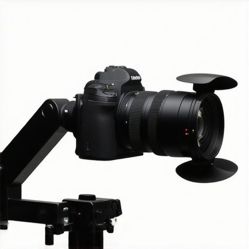 Close up of a camera mount arm showing tension under the weight of a professional camera rig.