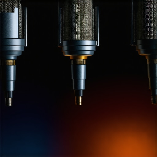 Professional Dynamic Microphone Comparison Comparison of Shure SM7B, Rode PodMic, and a professional studio dynamic microphone on boom arms.