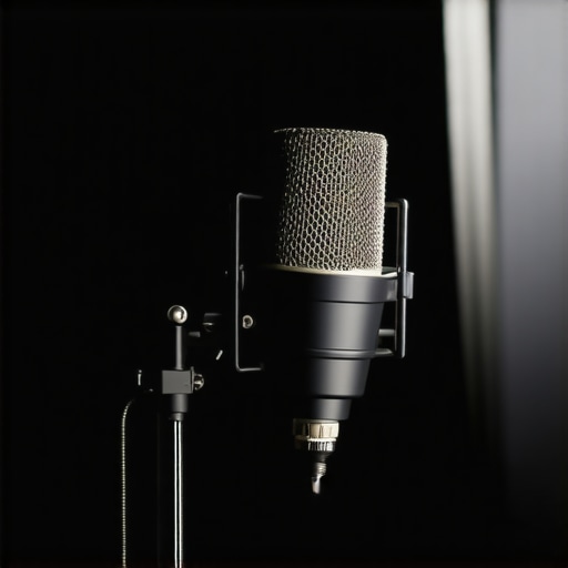 Close-up of a $90 dynamic XLR microphone showing its all-metal construction and mounting yoke.