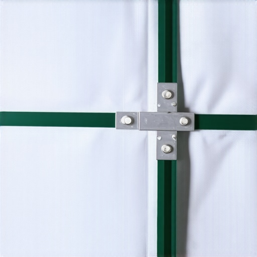 Close-up of a durable x-frame support for a collapsible green screen.