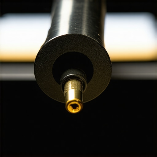 Professional Inline Preamp Connection Close-up of an XLR cable connecting to a metallic signal booster for a microphone.