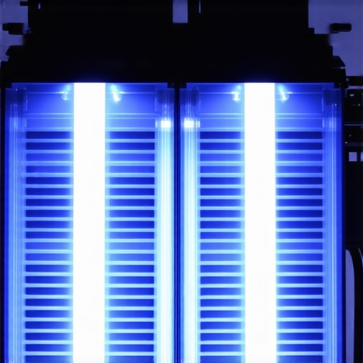 Close up of cooling fins on a studio light panel
