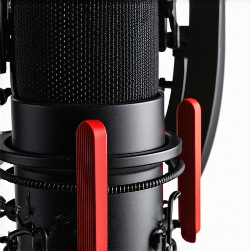 Close up of a Rycote InVision USM shock mount featuring patented Lyre technology for microphone isolation.