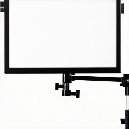 A high-quality slim LED panel mounted on a desk rig for home studio lighting.