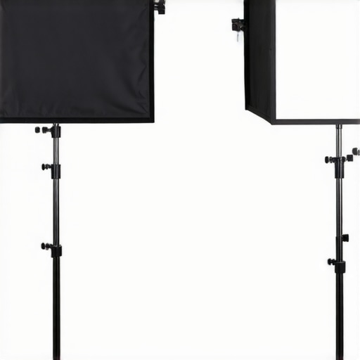 Comparison of a professional softbox and a DIY diffusion sheet setup in a video studio.