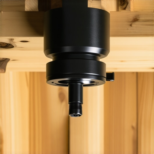 Professional Steel Rosette Joint for Ceiling Mounts Close-up of a heavy-duty steel camera mount locking mechanism showing the metal teeth and mounting bolts.