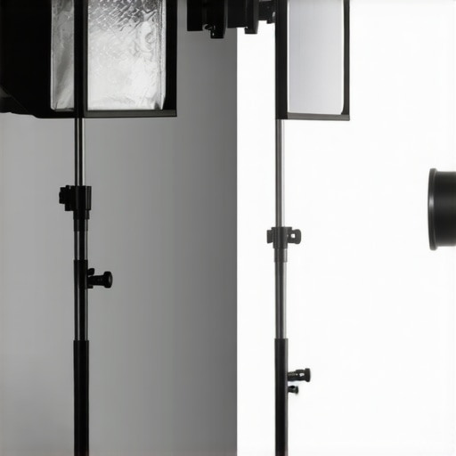 A comparison between a high-end professional lighting setup and a basic desktop creator kit.