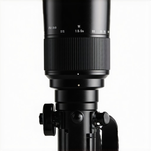 Professional lens band in vertical shooting setup Close-up of a black silicone lens band preventing lens creep on a vertical camera rig.