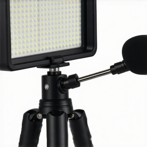 A professional camera and lighting rig in a studio environment for performance testing.