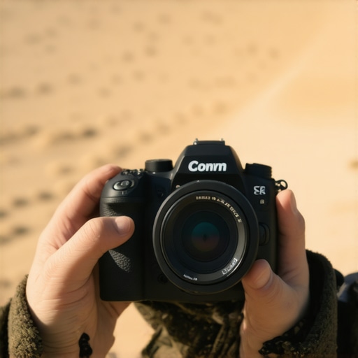 Close-up of a camera in a silicone skin during an outdoor shoot.