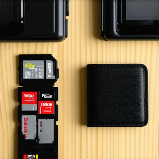 A comparison between a hardshell rugged SD card case and a soft-sided fabric memory card wallet.