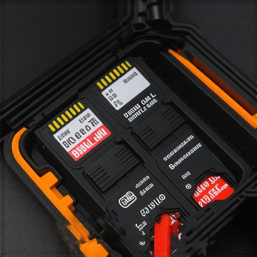 Close-up of a weather-sealed SD card case with silicone gasket and molded card slots.