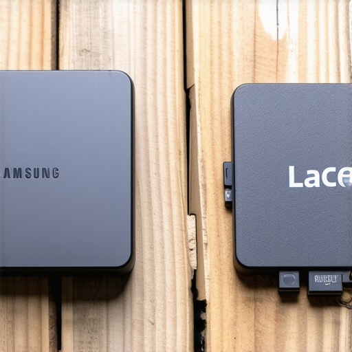 Rugged SSD Thermal Comparison Samsung T7 Shield and LaCie Rugged SSD showing build quality differences