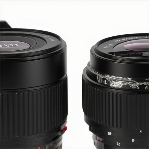 A comparison showing a clean silicone lens ring versus messy tape residue on a professional camera lens.