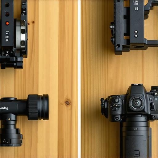 Side by side comparison of two professional camera cages showing mounting options.
