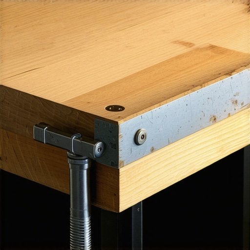 Close up of a heavy duty steel C-clamp holding a creator rig to a desk edge