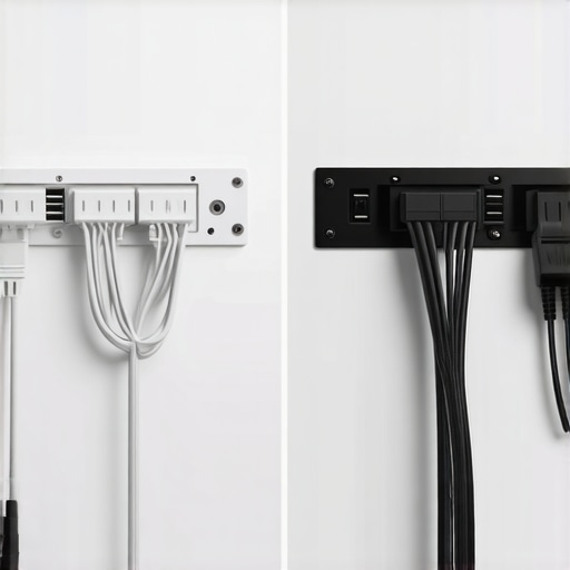 A visual comparison showing the durability and weight capacity of a steel wall mount versus a budget plastic cable tray in a studio setting.