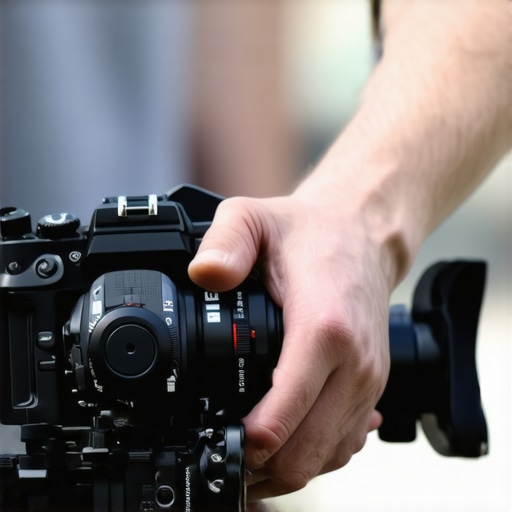 Handheld camera rig stability test during live event filming