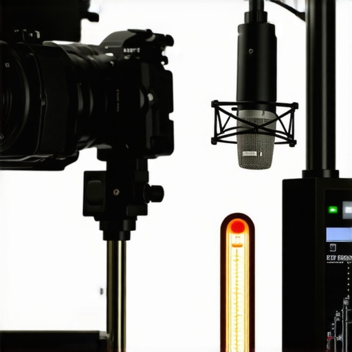 Professional camera and microphone rig undergoing a thermal and performance stress test in a studio environment.