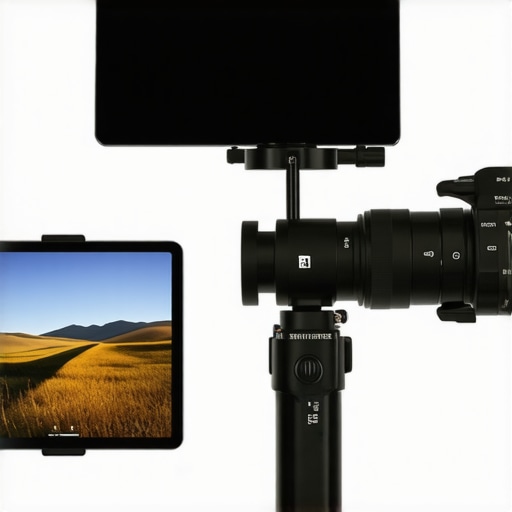A visual comparison between an iPad used as a monitor and a dedicated Feelworld field monitor on a camera rig.