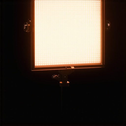 A high-powered studio light mounted on a stand during a stress test.