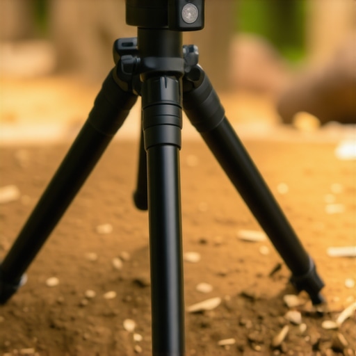 Close-up of a plastic tripod leg lock on outdoor terrain