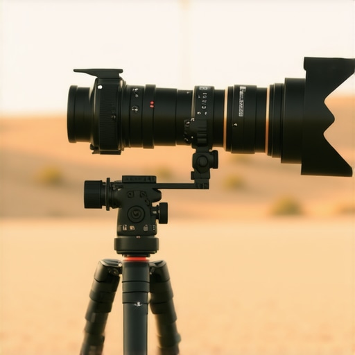 Testing tripod stability with a full cinema rig Cinema camera rig on a professional budget tripod during an outdoor shoot