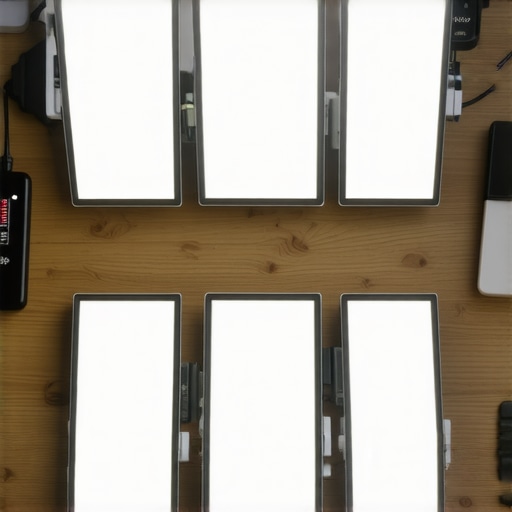 Slim LED panels being stress tested for heat and color drift in a home office
