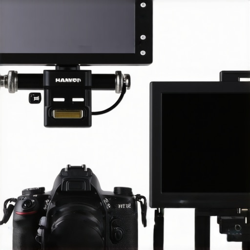 Close-up of a camera rig showing how cable tension affects the balance of studio gear.