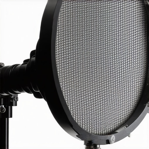 Washable Metal Pop Filter Texture Close-up detail of the dual-layer metal mesh on a professional studio pop filter.