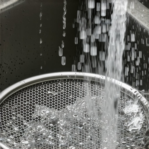 Washing the Metal Pop Filter A person rinsing a metal microphone pop filter under a faucet to show its washable nature.