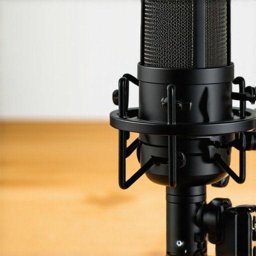 Weighted Microphone Base Performance Test Macro shot of a sand-cast iron microphone base plate on a desk