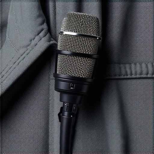 Close-up of a professional wireless microphone transmitter showing the clip and housing material.